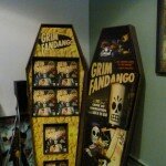 One of the original store displays for Grim Fandango. It has been taped together through the years and pretty much stands on willpower alone at this point.